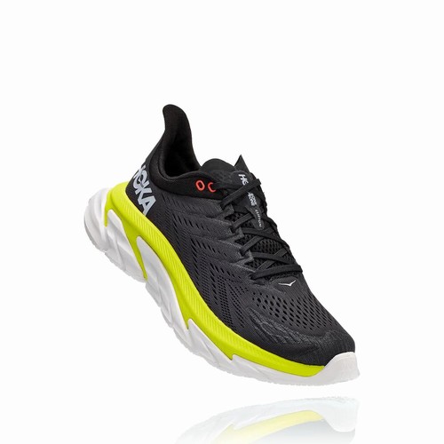 Hoka One One CLIFTON EDGE Road Running Shoes For Men India Black/Green IN-9403